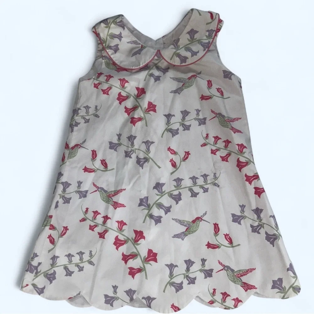The Beaufort Bonnet Company Cream Dress with Pink and Purple Floral Design